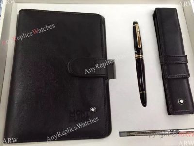 Best Replica Montblanc Meisterstuck Notebook Set For Sale w/ Gold Clip Pen